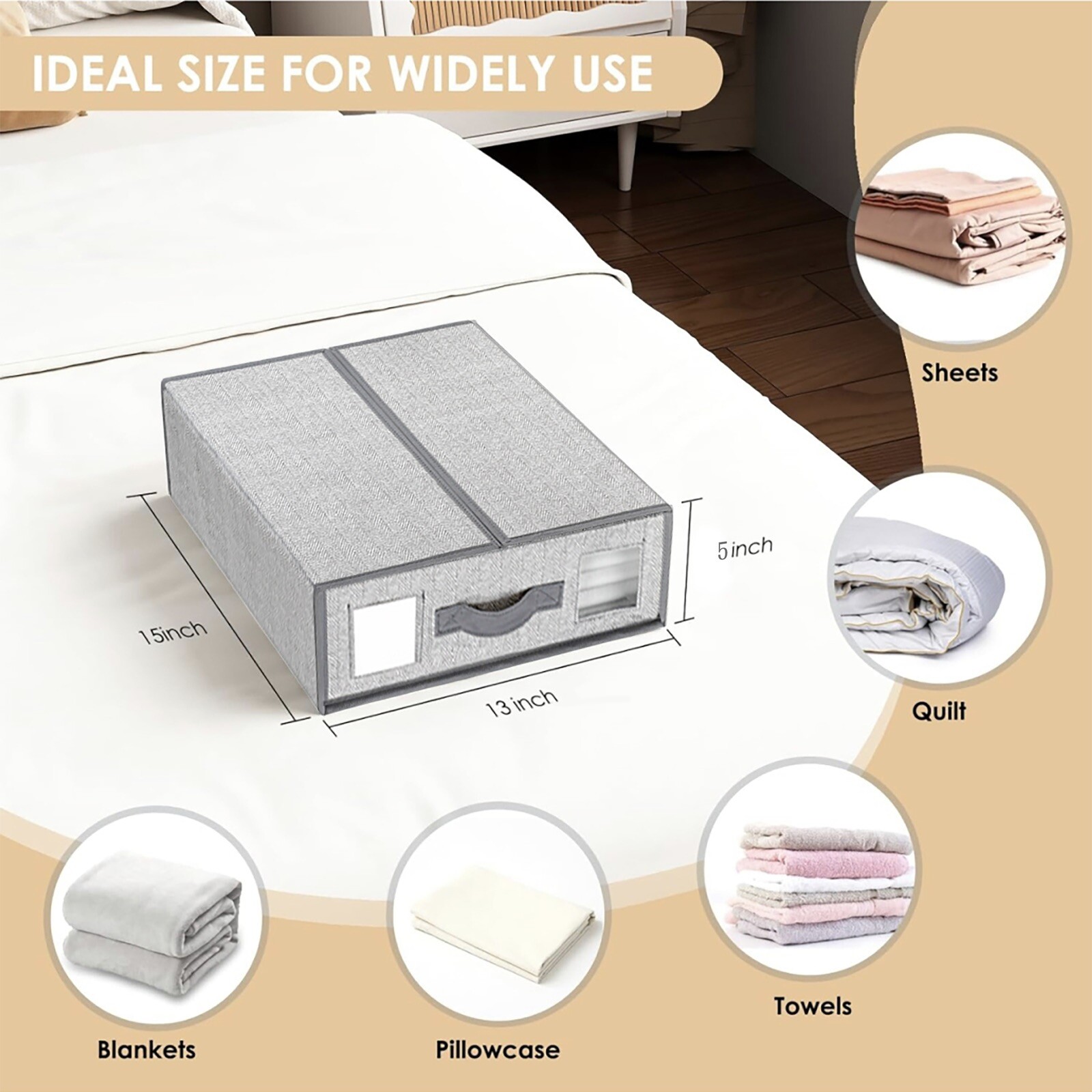 Sheet Organizers and Storage Pack of 2 – 15.4 x 4.72 x 13 Inch Space Saving Bed