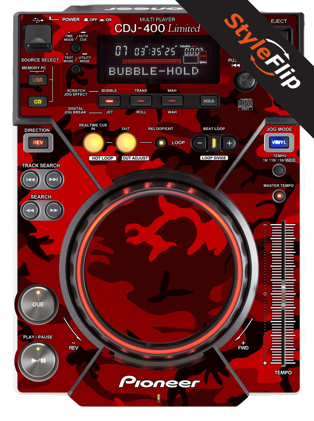 Pioneer CDJ-400 Skin | Camo Red | Protective Decal | StyleFlip Skins