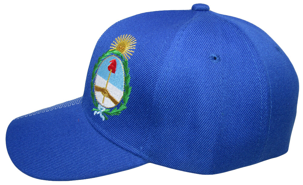 Argentina Country Royal Blue White Letter Crest Patch Side Embroidered Hat Cap