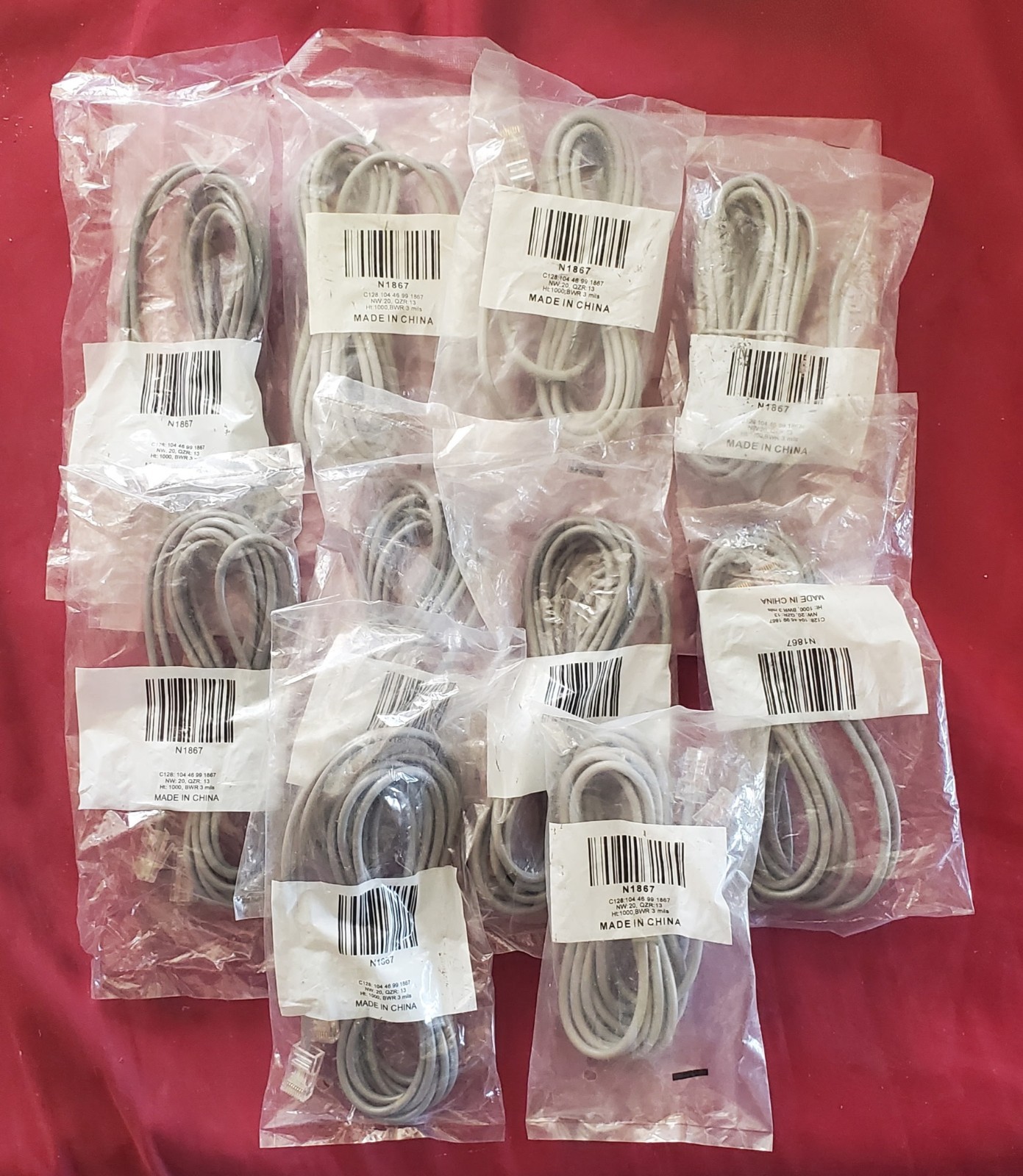 Honeywell N1867 Dual End 8 Position RJ31X 10ft Phone Cord (Lot Of 10)