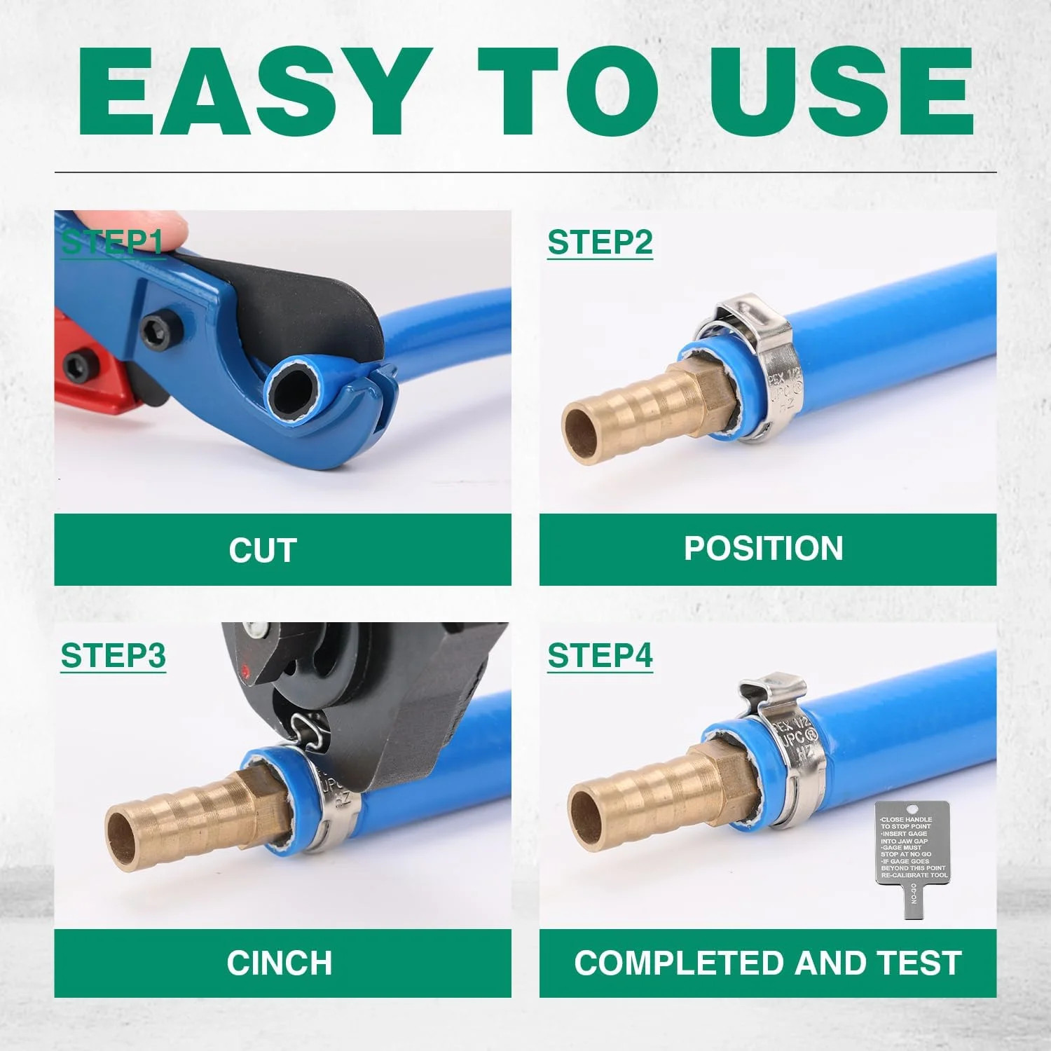 2 IN 1 Ratchet Pex Crimping Tool Cinch and Remove Combo Function Pex Pipe Crimp