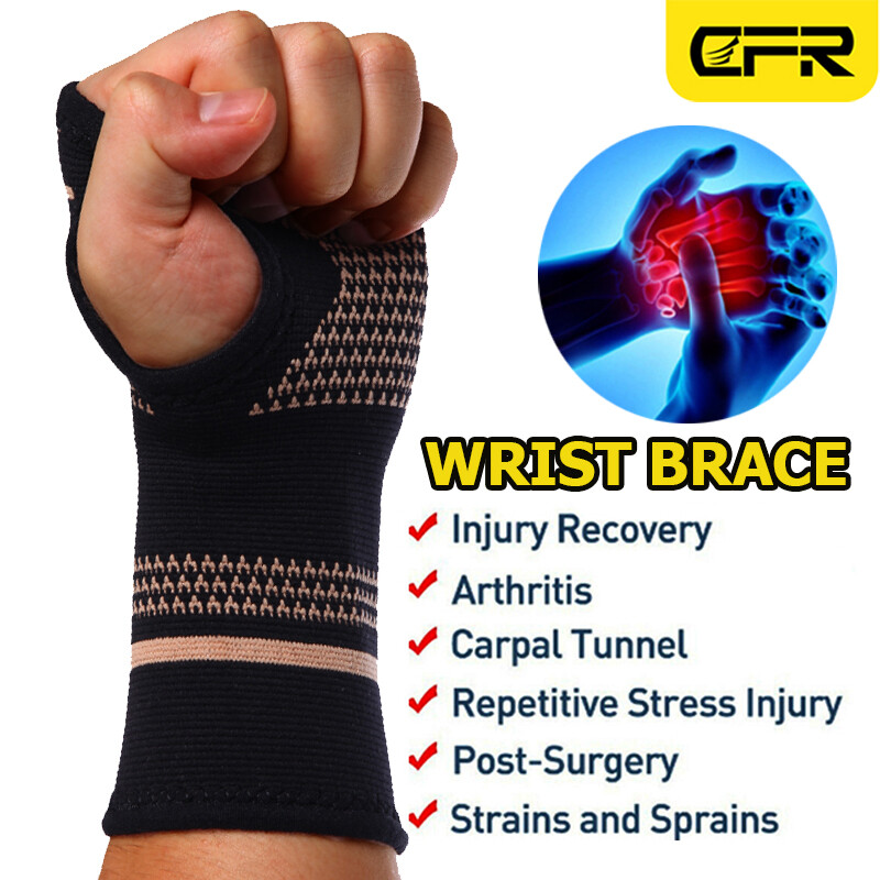 Copper Wrist Support Brace Compression Sleeve Arthritis Carpal Tunnel Hand