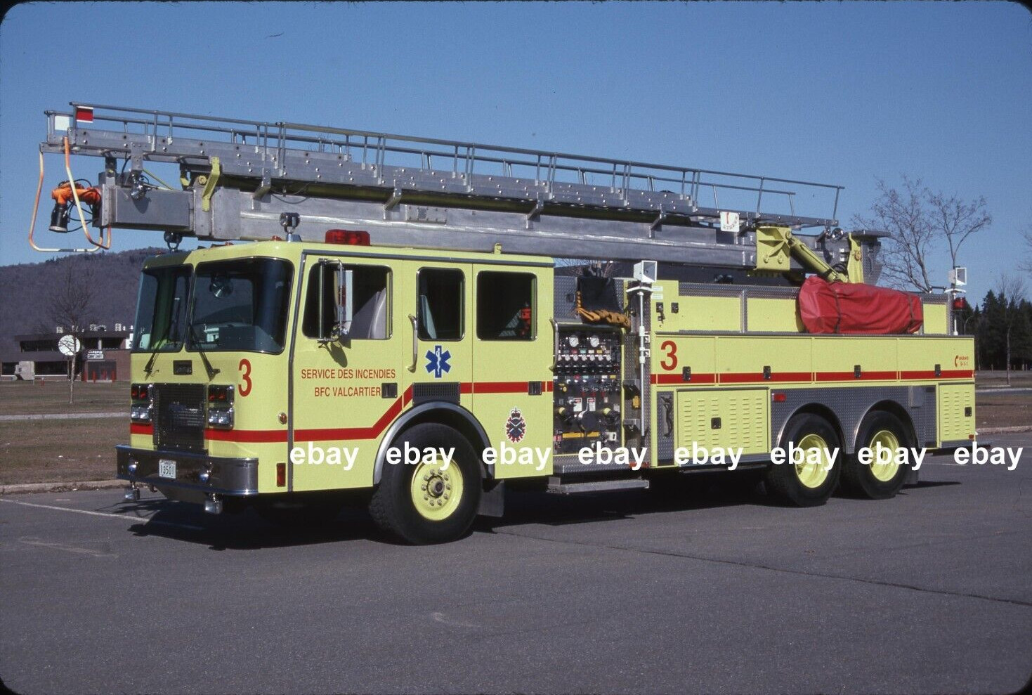 BFC Valcartier 1995 Pemfab Tibotrac Aerial Fire Apparatus Slide