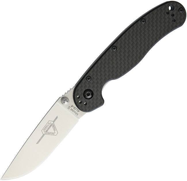 Ontario Carbon Fiber RAT II Satin Folding Pocket Knife - 8836