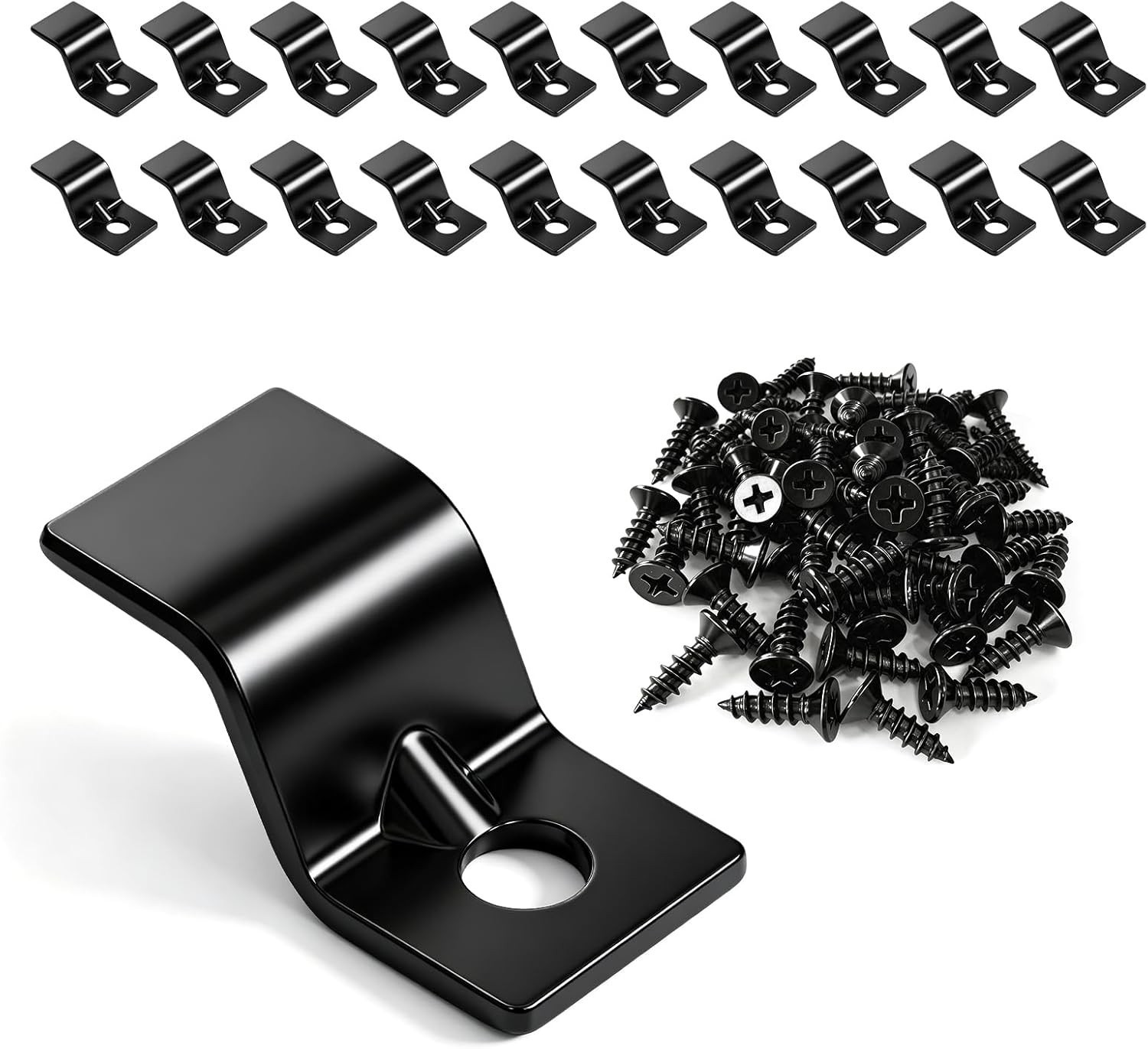 20 Packs Table Top Fasteners Z Clips for Table Tops (Black)