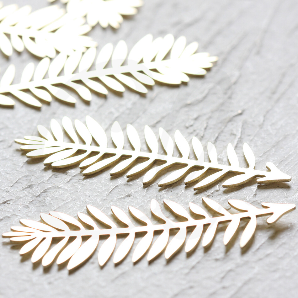 2 Pieces Laser Cut Solid Brass Leaf - NO Hole - 58x20mm (CW-4353C)