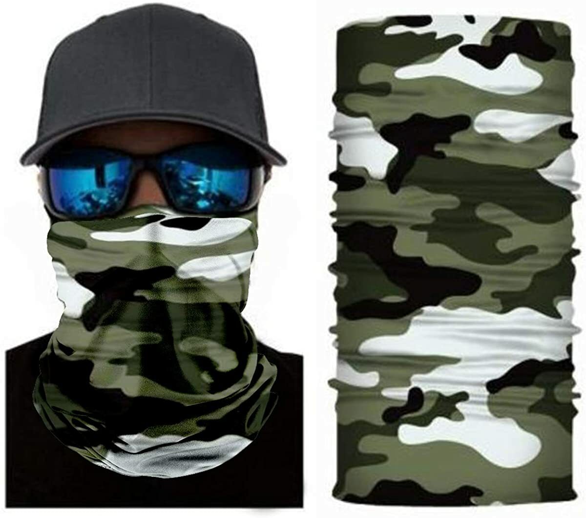 Woodland Green White Camo Face Balaclava Headwear Outdoor Hunting Gaiter Mask