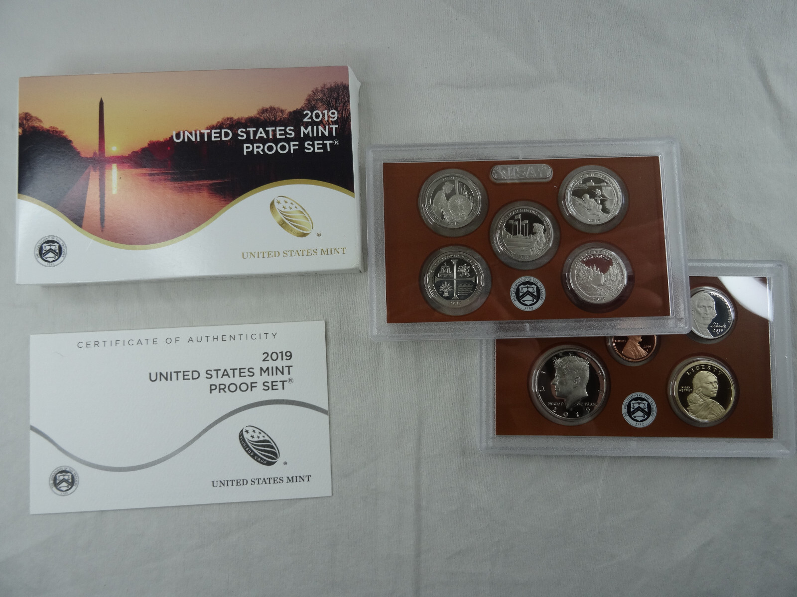 2019-S United States Mint Proof Set 10 Coins COA & Box No W Cent