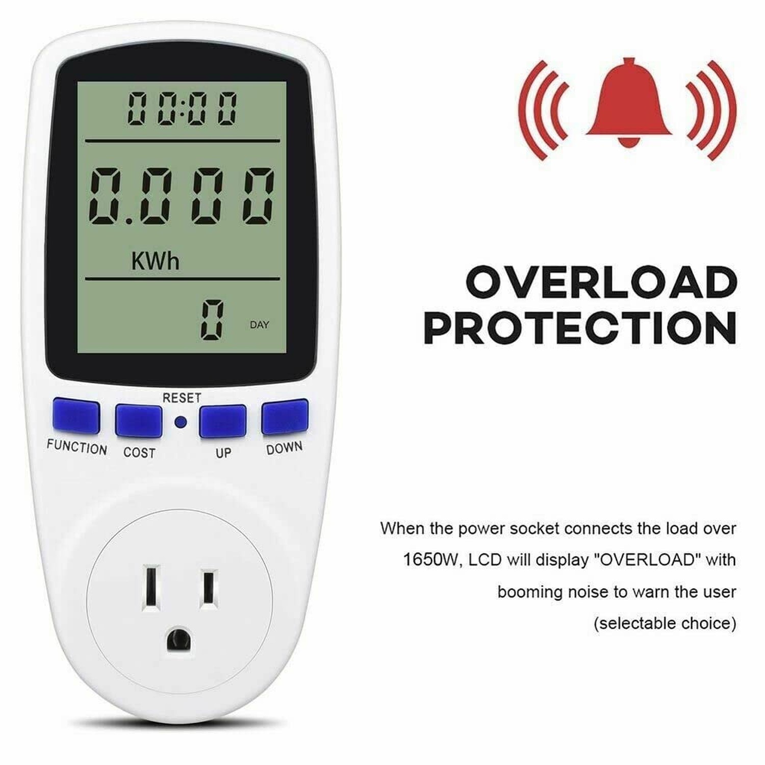 Watt Meter, Plug-in Socket Power Meter, Auto Cost Calculator, Backlit Large D...