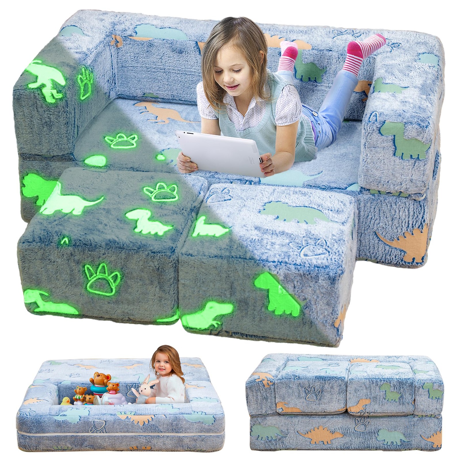 Couch, Glow in The Dark Play Couch Fold Out Couch, Fold Out Couch for playroo...