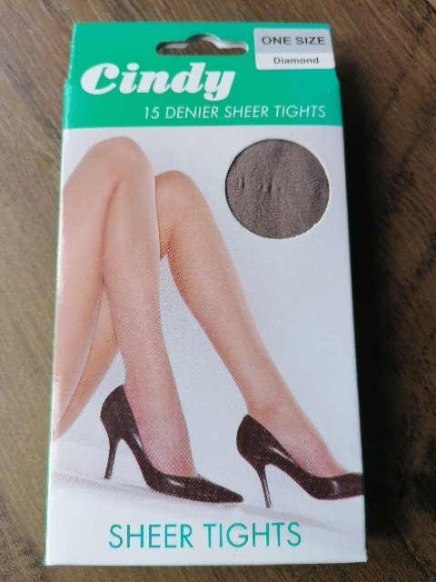 Vintage Cindy One Size Diamond 15 Denier Sheer Tights New Free P&P