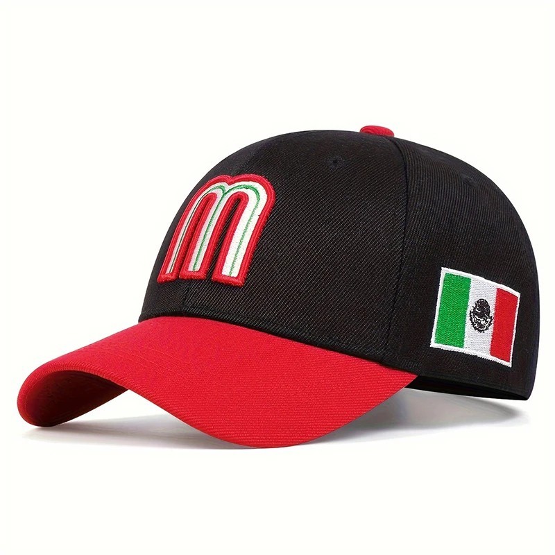 Iconic Mexico M Headwear Curved Brim Baseball Cap–Stylish Adjustable Hat Gorras