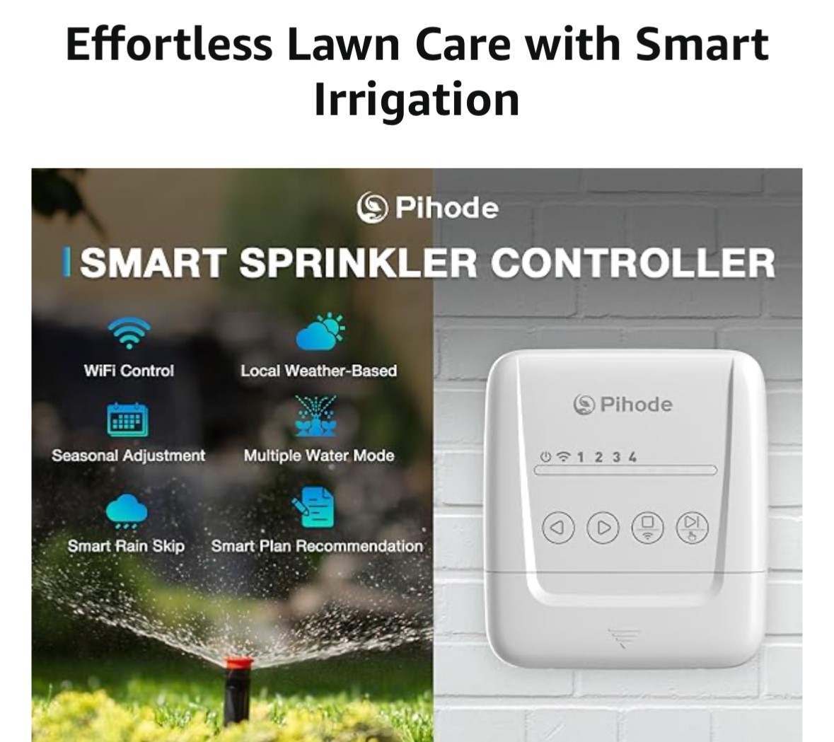 4 Zone Smart Sprinkler Controller w/Local Weather Intelligence & Atmosphere-NEW