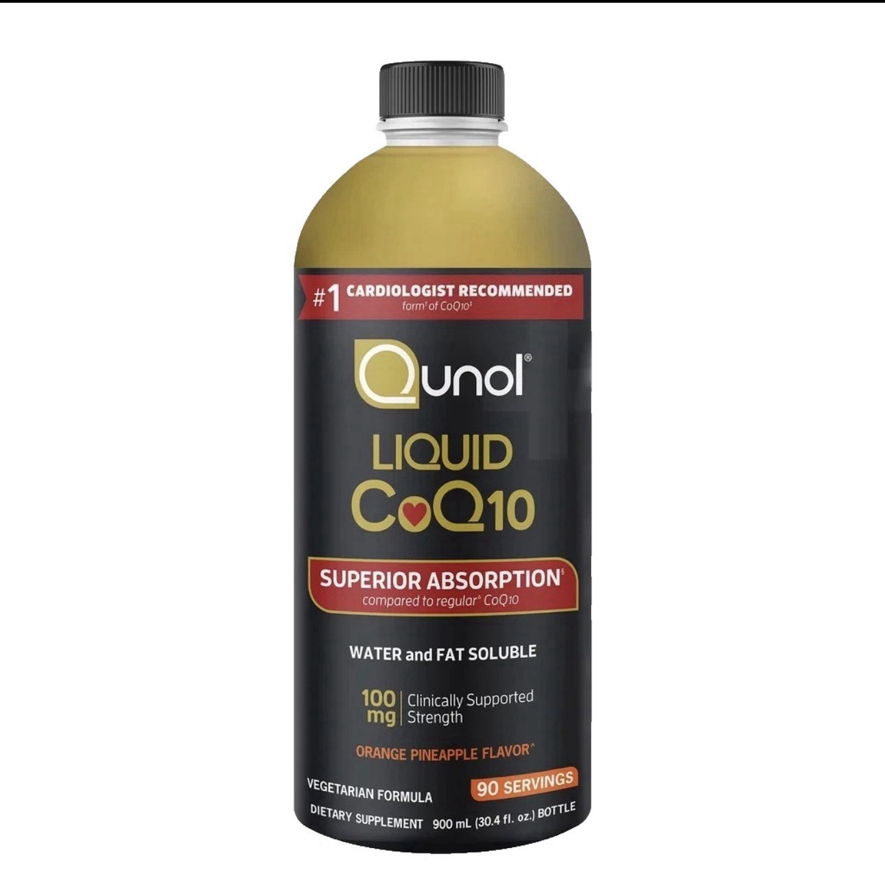Qunol Liquid CoQ10 100mg 90 Servings 30.4 fl oz Orange Pineapple Flavor EXP 4/28