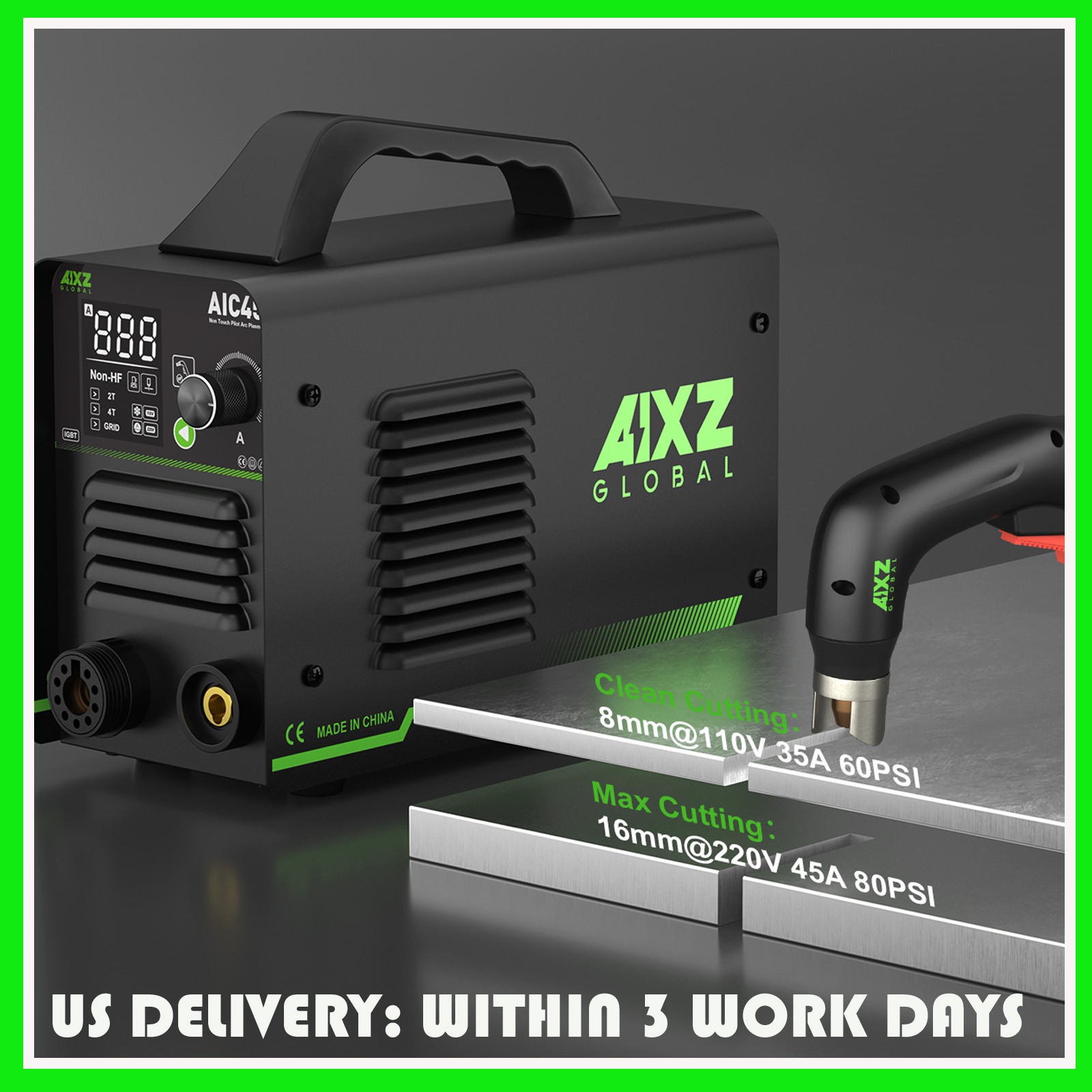 AIXZ 45Amp Non-HF Non-Touch Pilot Arc Plasma Cutter IGBT Dual Voltage 110V/220V