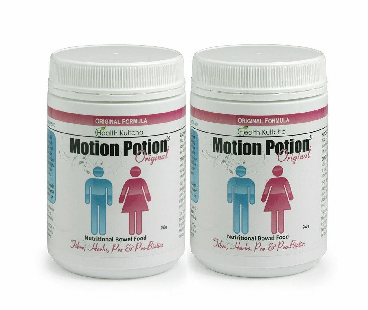 2 x Health Kultcha MOTION POTION 250g Nutritional Bowel Food Total 500g