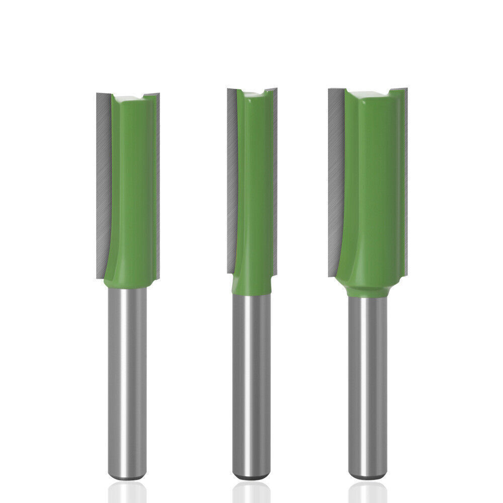 7Pcs 1/4" Shank Single Double Flute Straight Router Bit Tool Set For Woodworking
