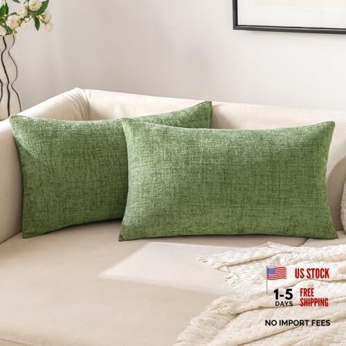 12x20 Pillow Cover Pack of 2 Lumbar Pillow 20" x 12" (Pack of 2) Sage Green
