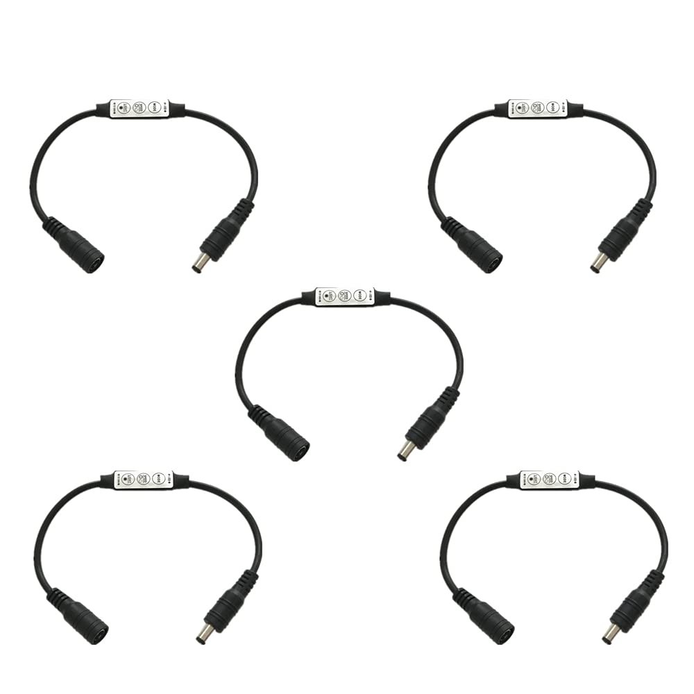 5Pcs 12V Dimmer Controller Switch Low-Profile Inline for Single Color LED Str...