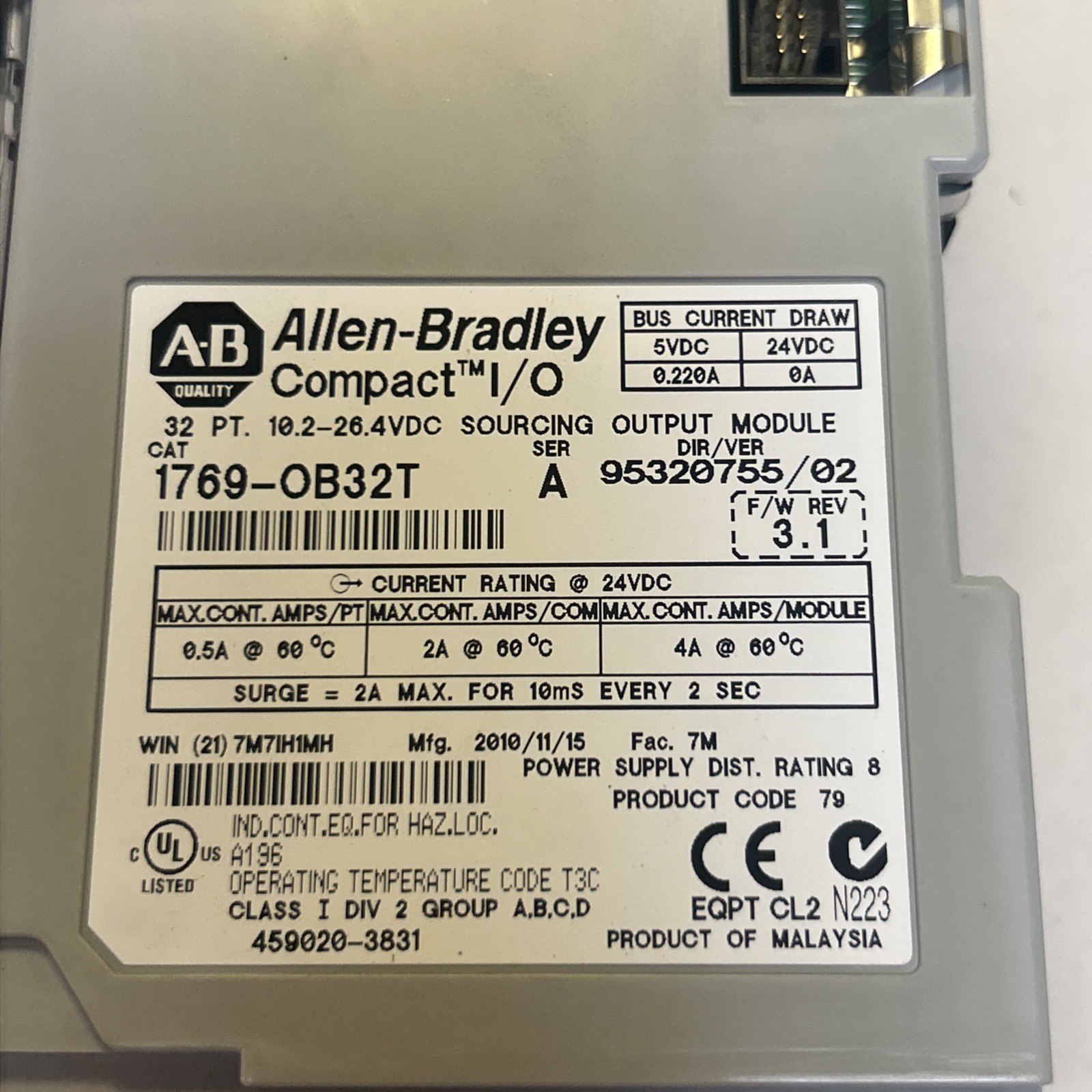 ALLEN BRADLEY,1769-OB32T,OUTPUT MODULE
