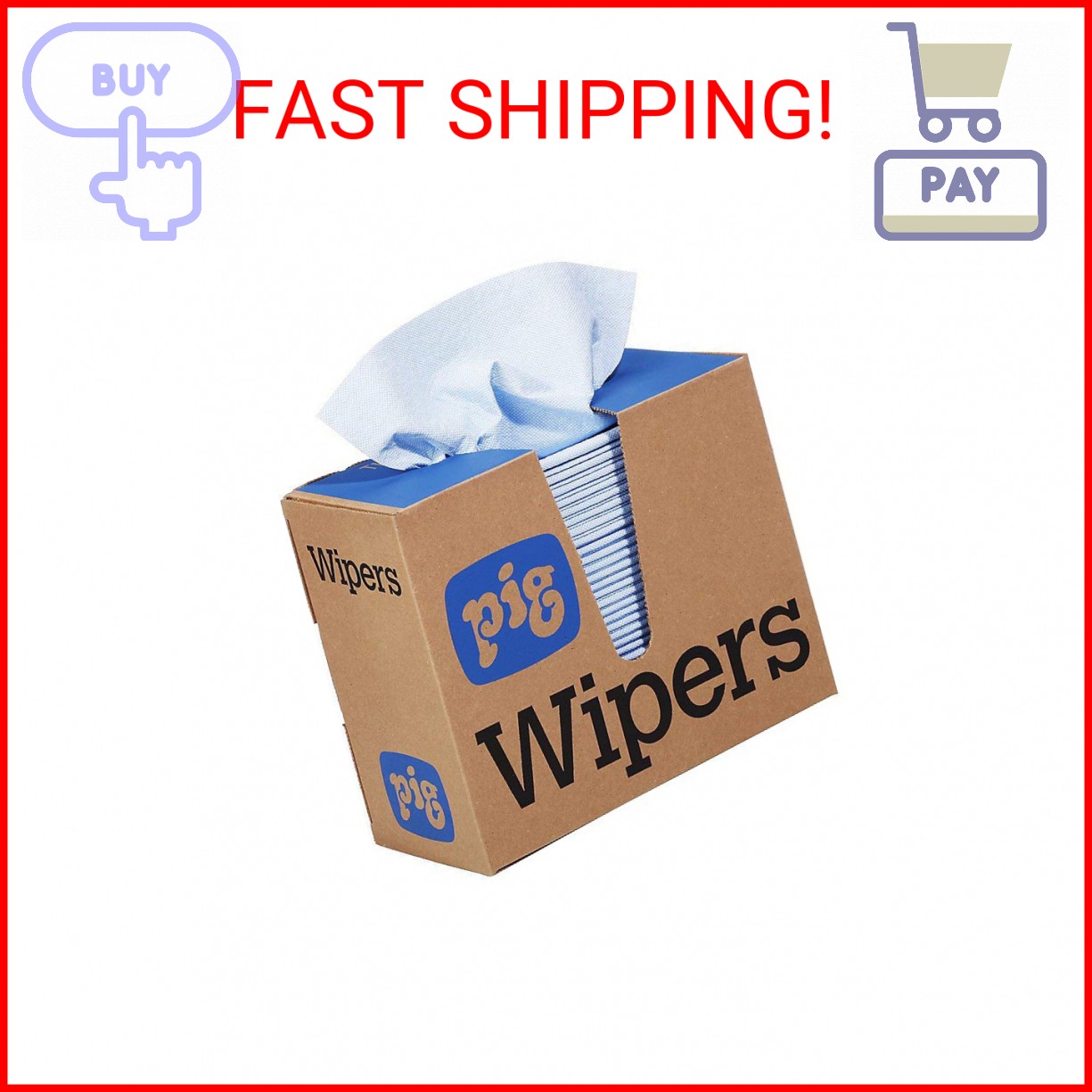 PIG Heavy Duty Shop Towels for Oil and Grime - 1 Dispenser Box of 75 Wipes - Eac