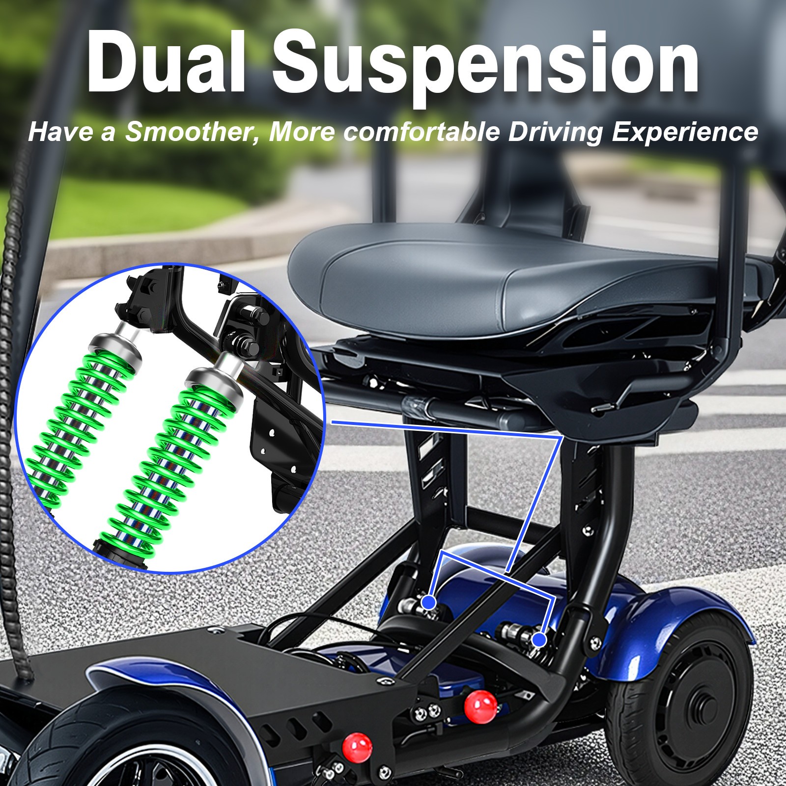 Foldable 4 Wheel Mobility Scooter Folding Drive Device for Seniors Adults US
