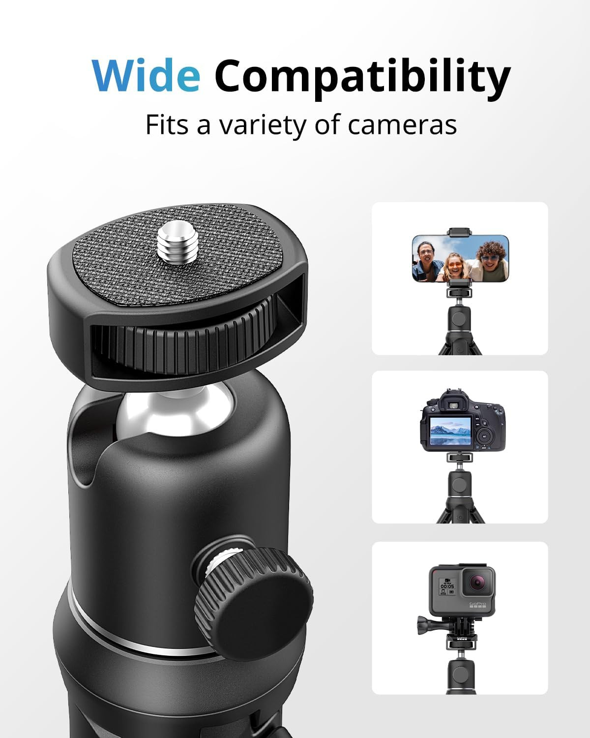 Ubeesize Camera Tripod with Remote, Flexible Tripod Stand with Phone Holder and