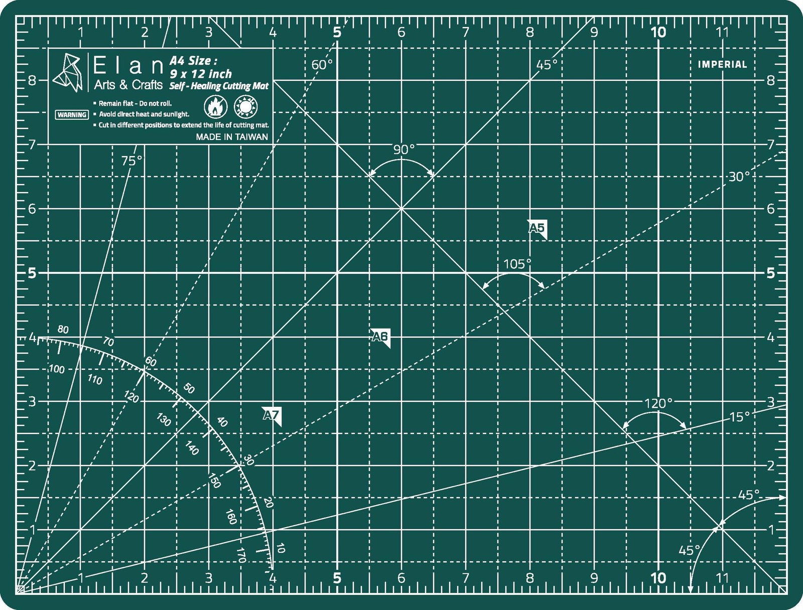 Elan Cutting Mat A4 Green, Self Healing Cutting Mat 9x12 Inch, 5-Ply Craft Bo...