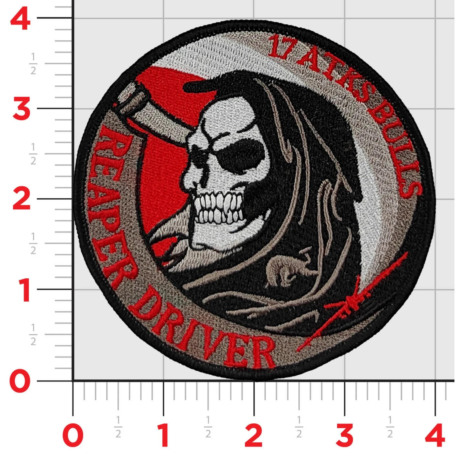 AIR FORCE 17TH ATTACK SQUADRON BULLS REAPER DRIVER HOOK & LOOP EMBROIDERED PATCH