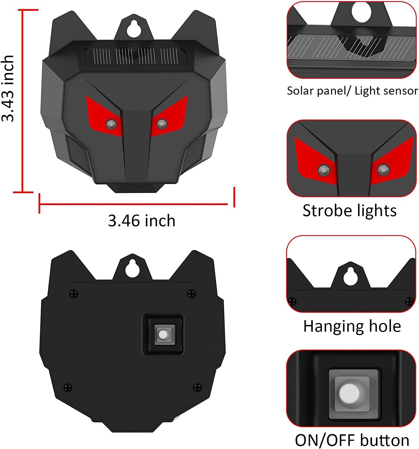 4 X Solar Powered Nocturnal Wild Animal Repeller Bionic Eyes Predator For-Yard