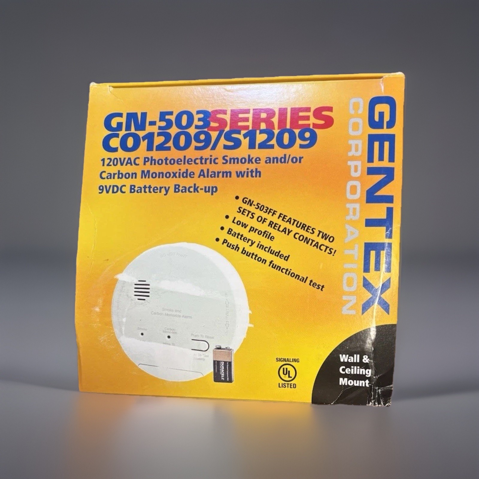 NIB Gentex GN-503 Smoke & CO Alarm 120VAC With 9VDC Battery Backup C01209/S1209
