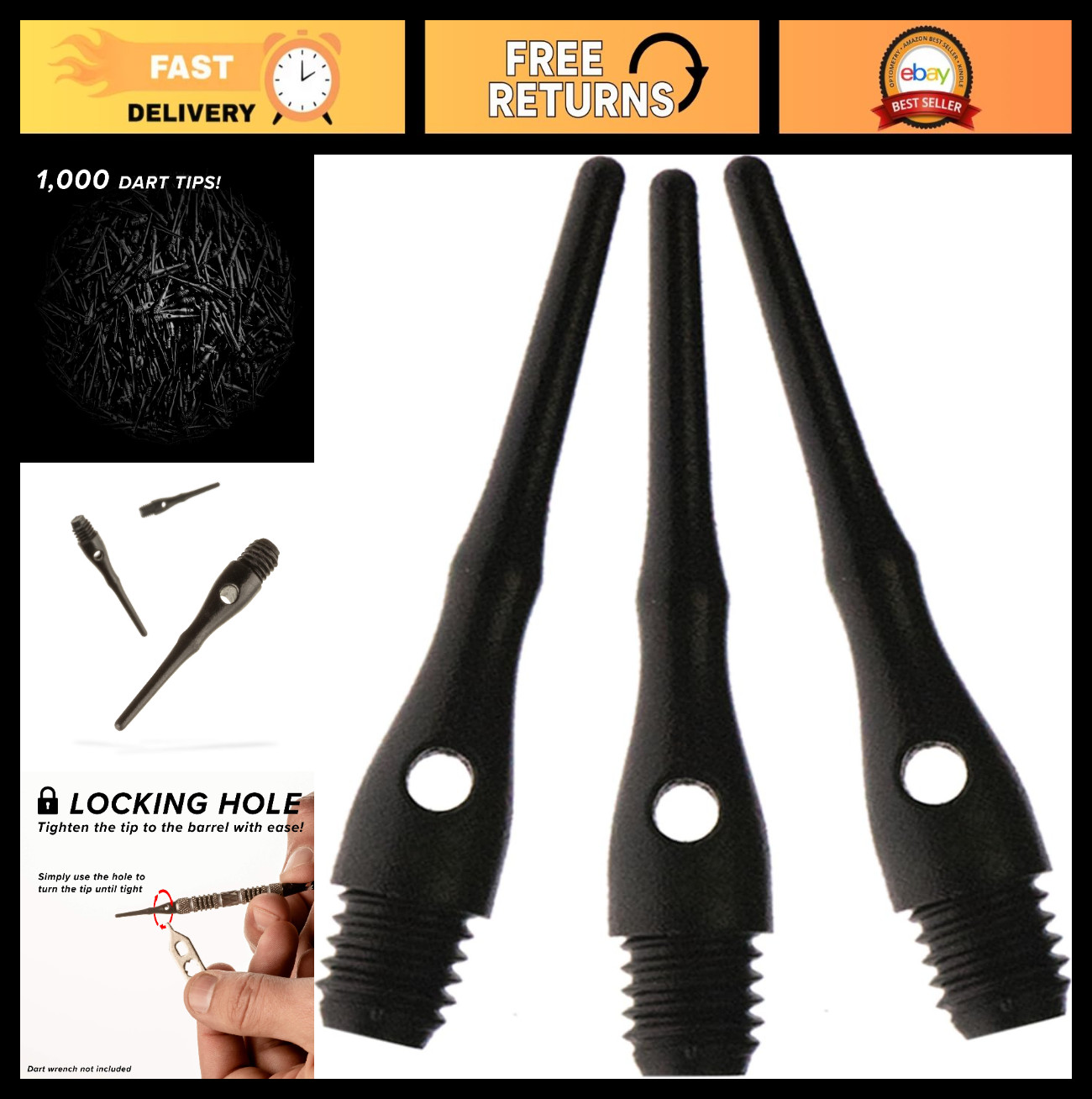 Tufflex III 2BA Soft Tip Dart Points - Durable, High-Performance, 100 & 1000 Pac