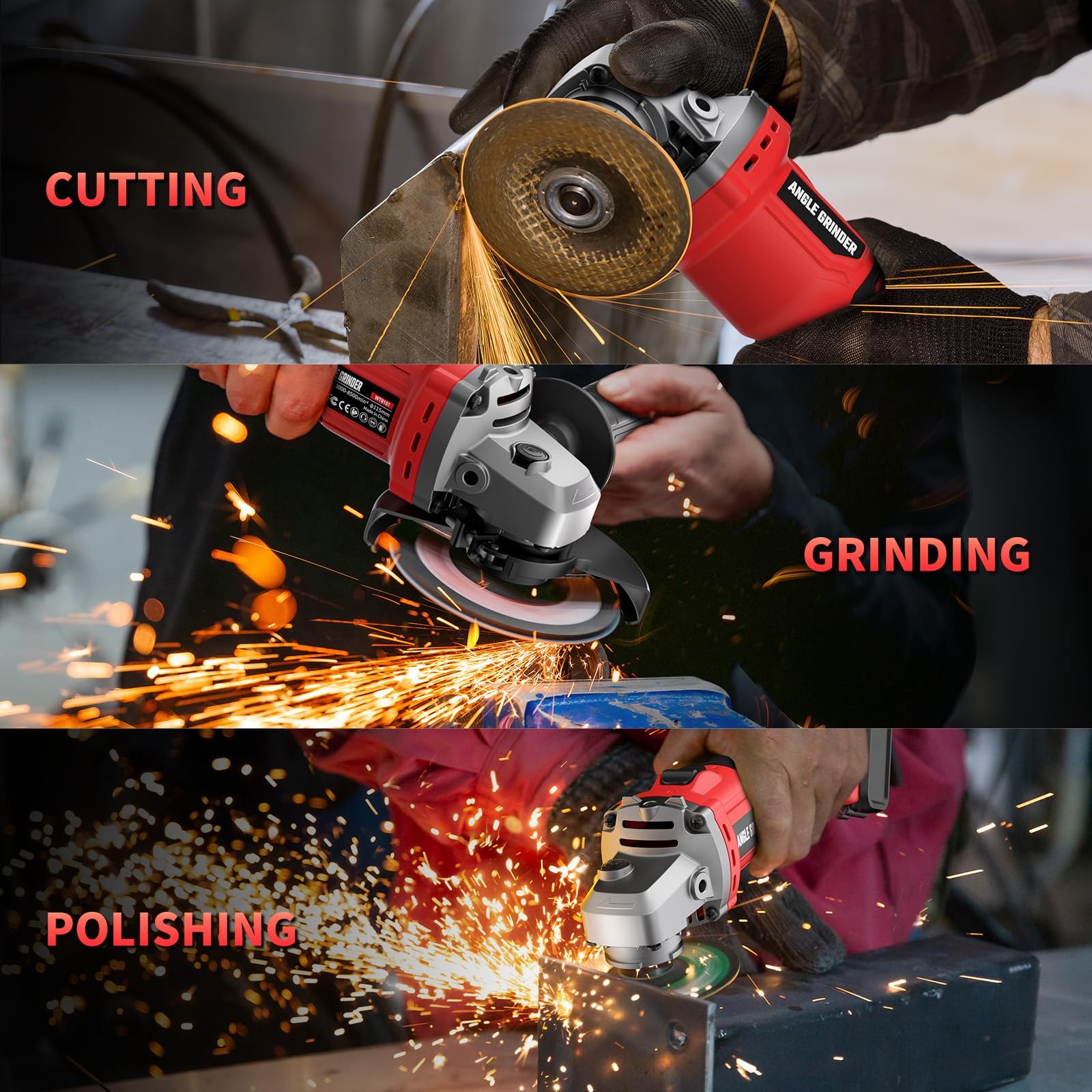 Angle Grinder 41/2" Cordless for Milwaukee 18V/M18 Battery, 6 Variable Speed ...