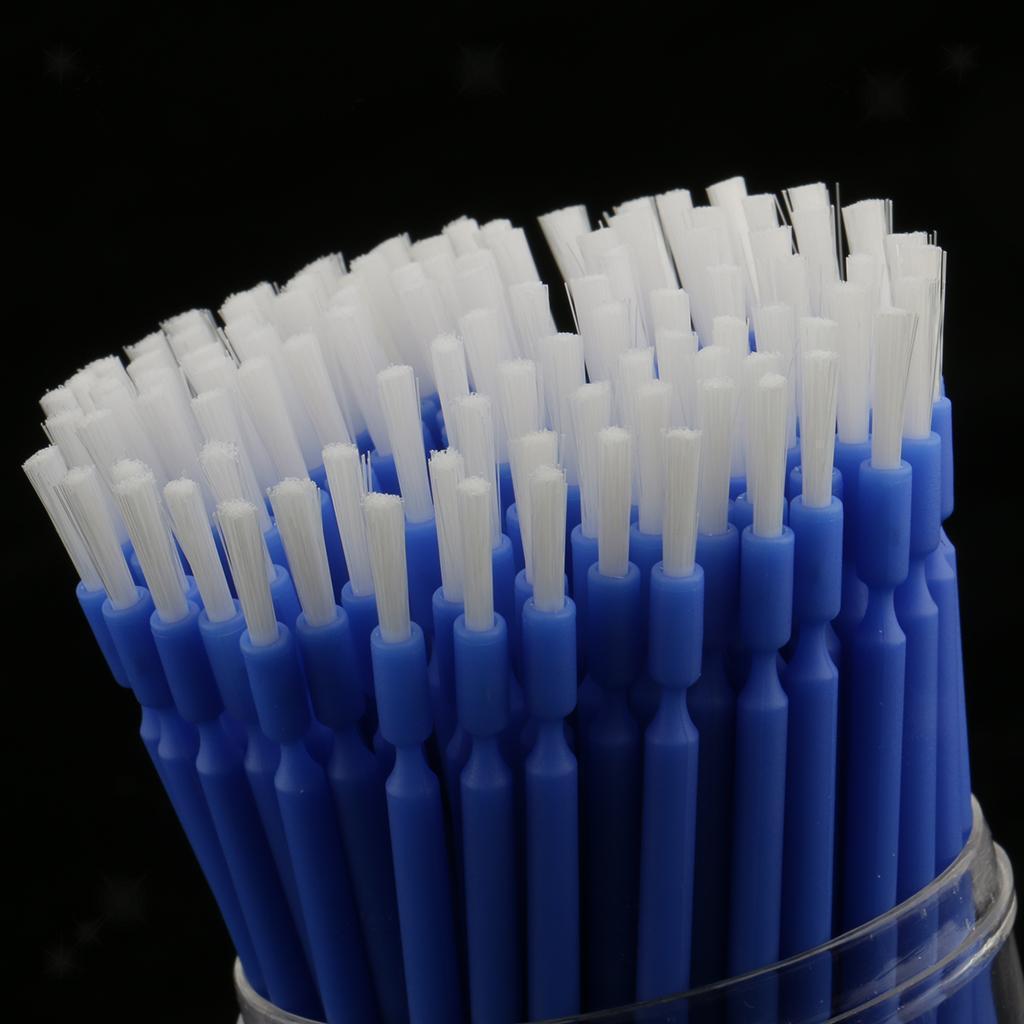 100x Dental Disposable Micro Applicators Long Tipped Bendable Micro Brushes Blue