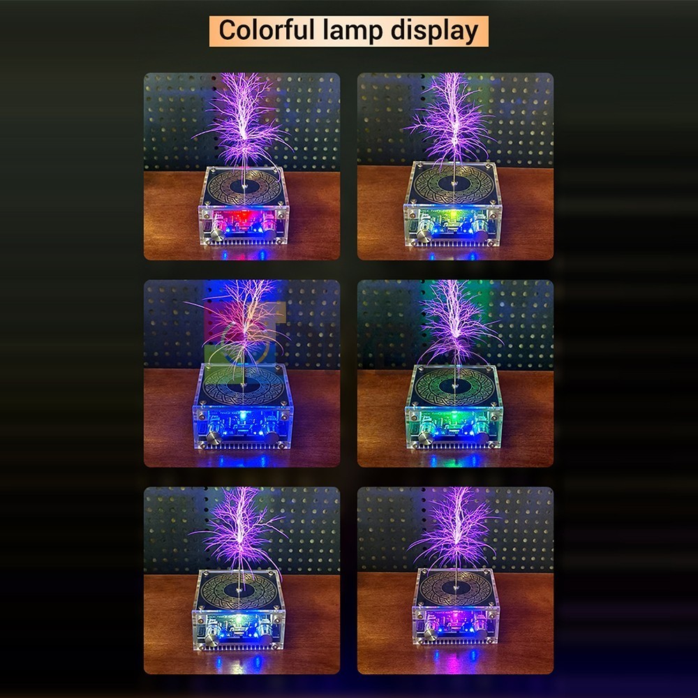 Music Tesla Coil 2Mode Artificial Lightning Touchable BT Decoding Colorful Light
