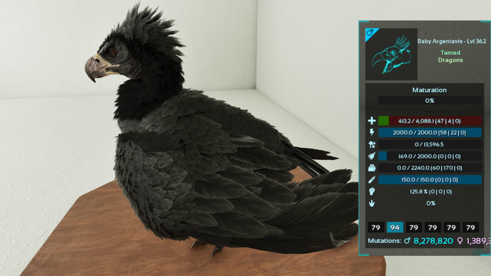 🔥ARK Survival Ascended OFFICIAL PVE - PAIR ADULT DINOS BLACK TOP STATS