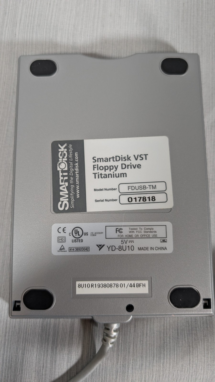SmartDisk External USB 3.5" Floppy Drive for PC or Mac/Titanium Edition/Tested