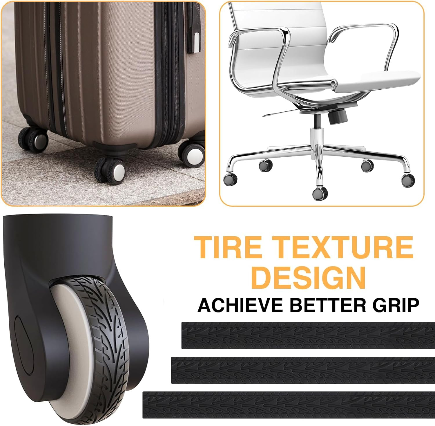 8 Pcs Silicone Luggage Wheel Covers for Rolling Suitcases Cuttable Wheel Protect