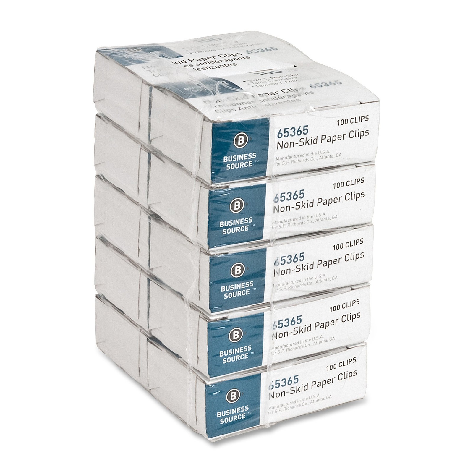 Business Source Nonskid Paper Clips, Regular, 100 Count (Pack of 10), Silver