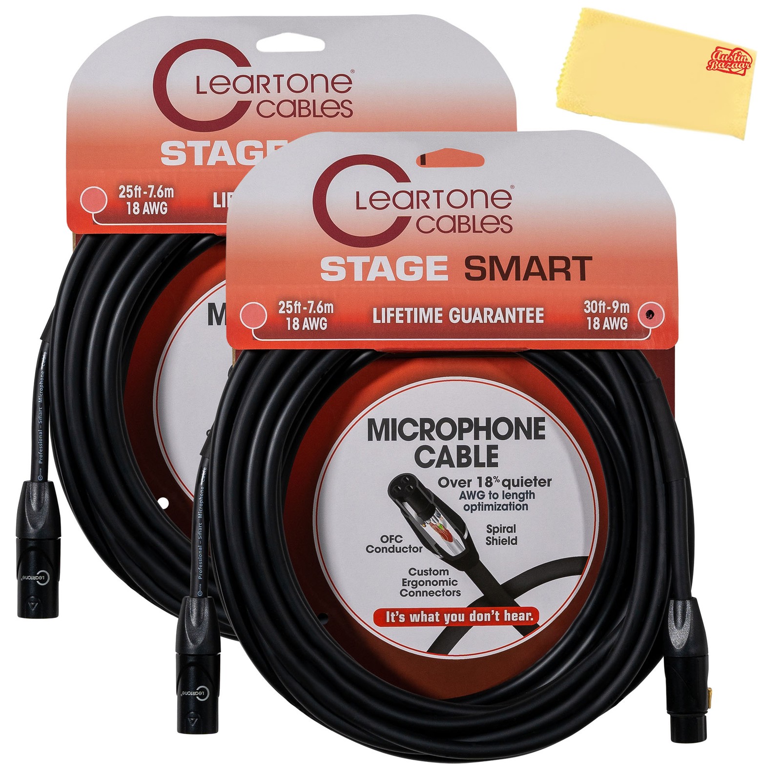 Cleartone 30-Foot Stage Smart Microphone Cable, 18 AWG - 2 Pack