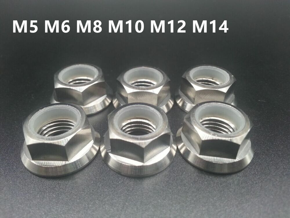 6X Titanium Ti M10x1.25mm Pitch Sprocket Flange Lock Nut for Motorcycle Bike