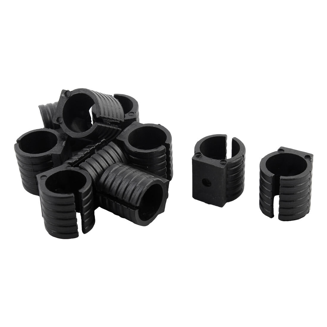 Plastic U-Shaped Chair Pipe Foot Clamp Pads Glides Caps Black 19mm Fit Dia 10pcs
