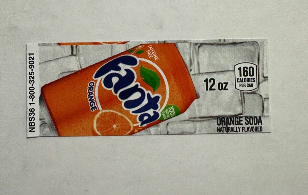 Fanta Orange Vending Machine Flavor Strip 12oz For Vendo, Dixie Narco