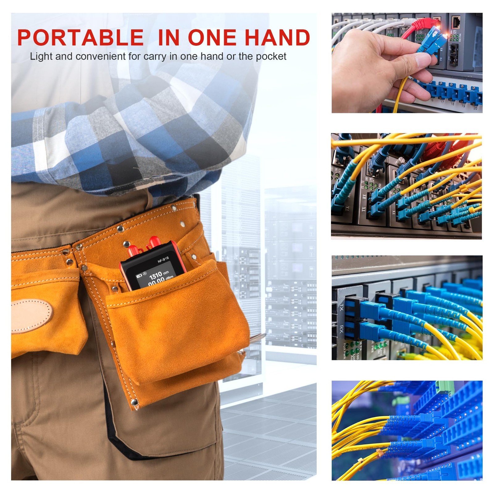 Fiber Optical Power Meter Wavelength Network Cable Tester LAN Wiring Diagnostics