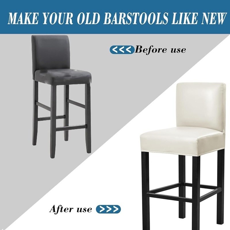Waterproof Stretch PU Bar Stool Covers Slipcovers Easy Fit Home Dining Kitchen