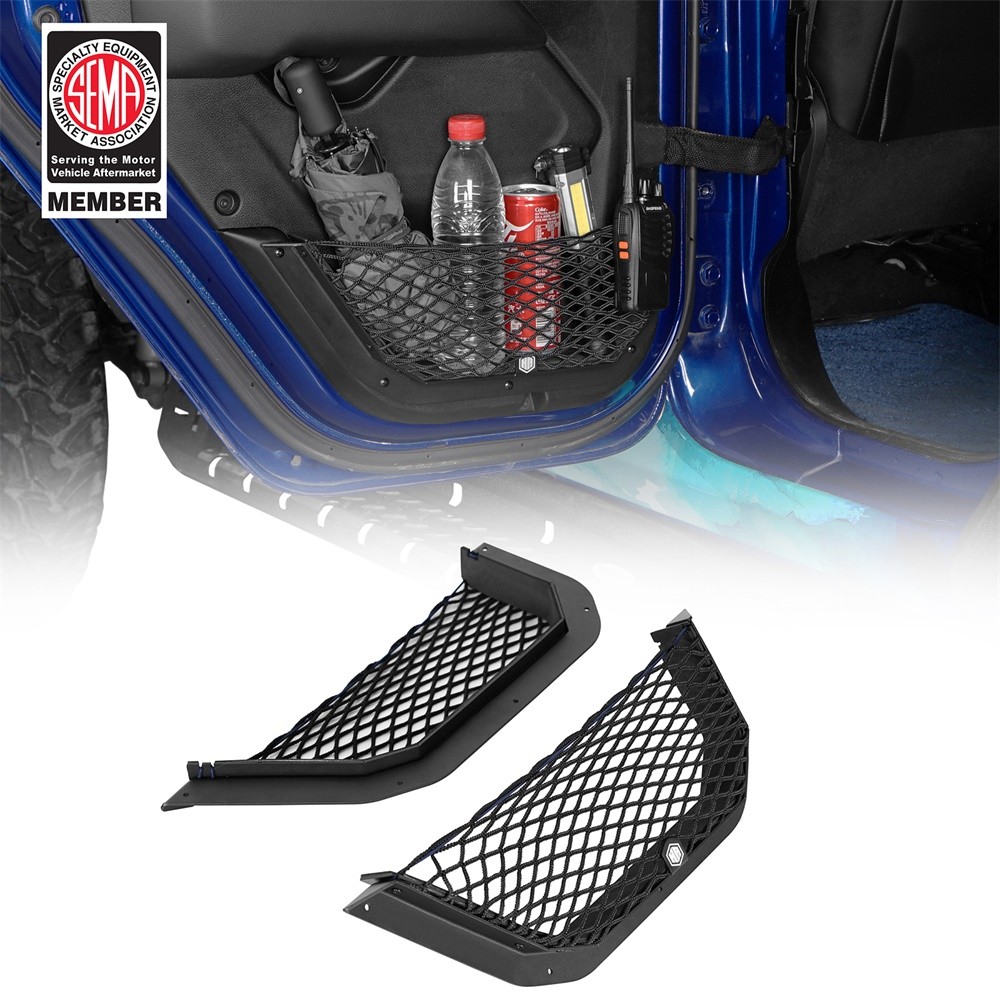2x Aluminum Rear Side Door Pocket Storage Box for 2018-2026 Jeep Wrangler JL JT