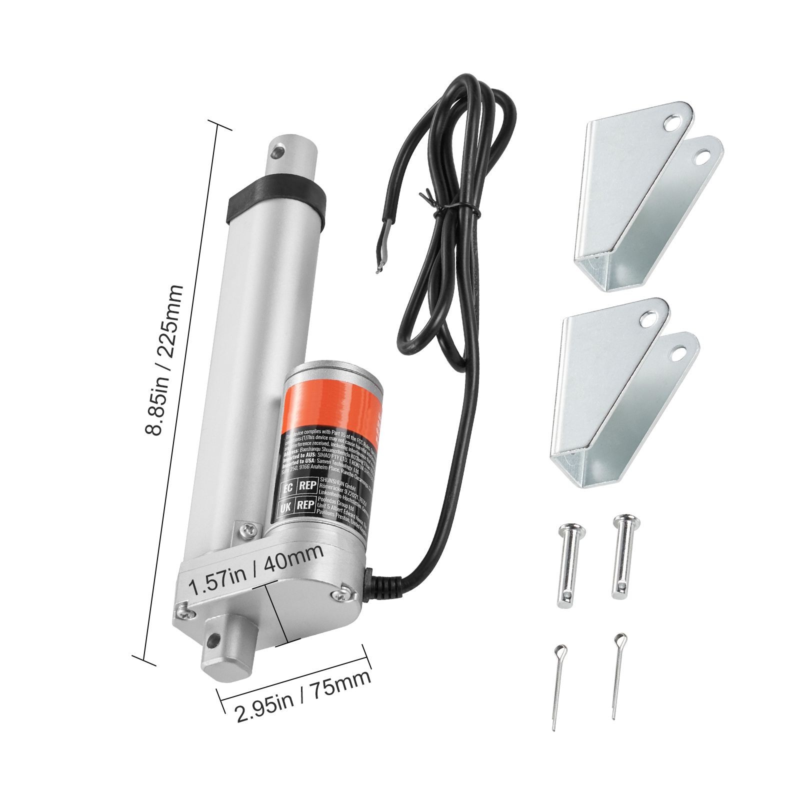 12V 4-Inch Linear Actuator 330lbs, 0.19in/s Speed, IP54 Protected