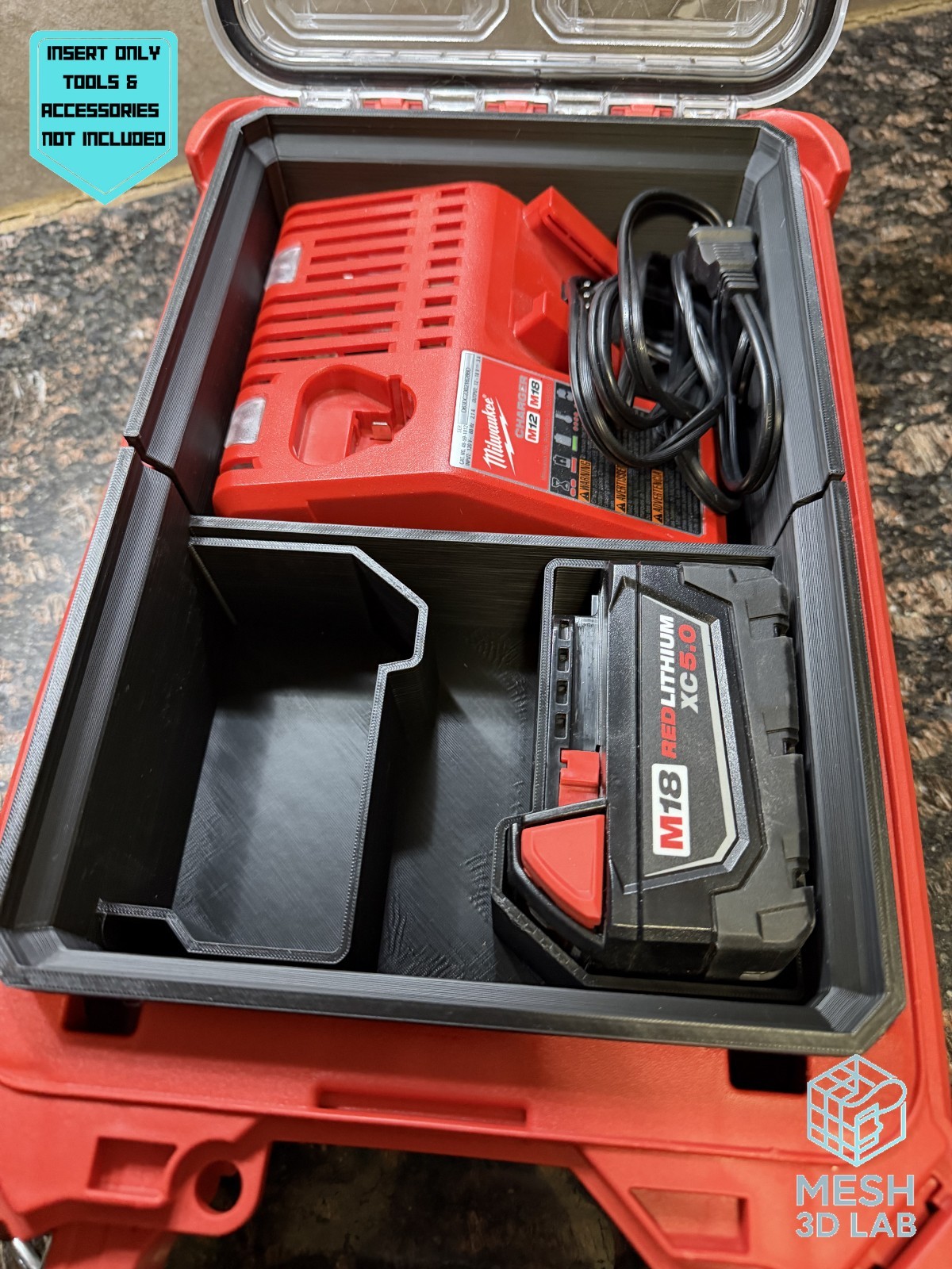 Milwaukee M18 Battery & Charger Insert for PACKOUT Organizer (Insert Only)