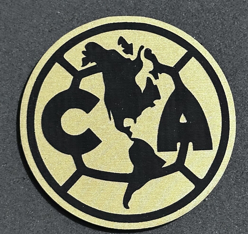 Club America leatherette laser engraving iron on patch Gold And Black 2.5”