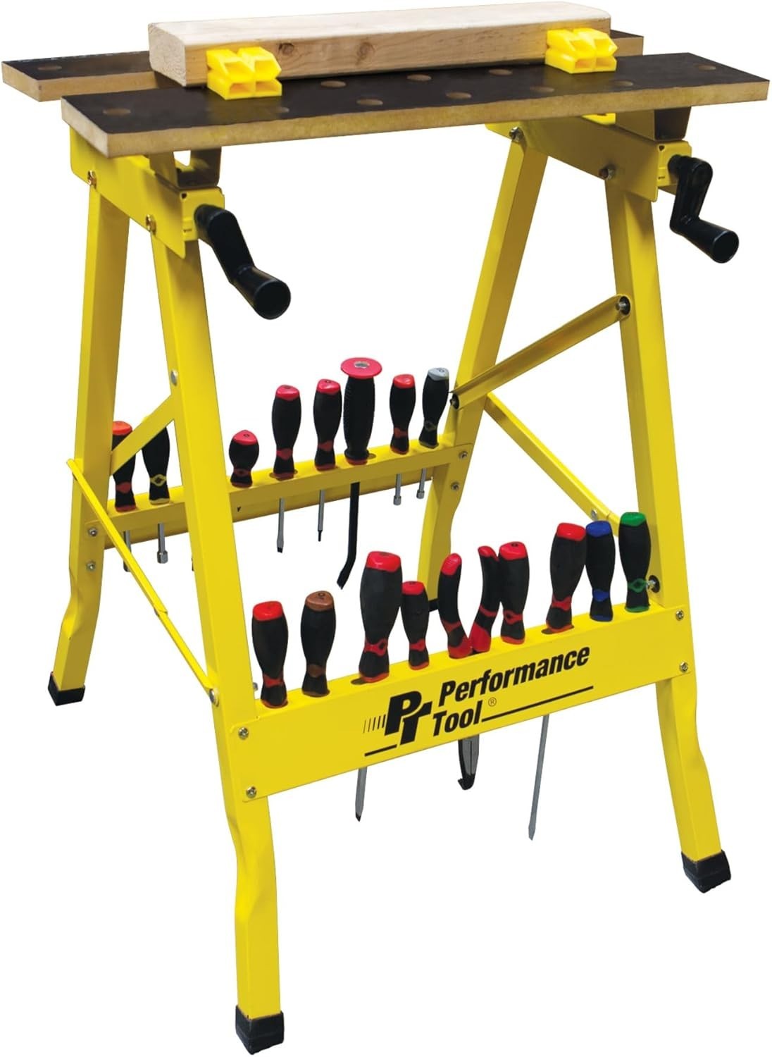 Compact Portable Workbench with 200 lbs Load Capacity for DIY Projects - Yellow